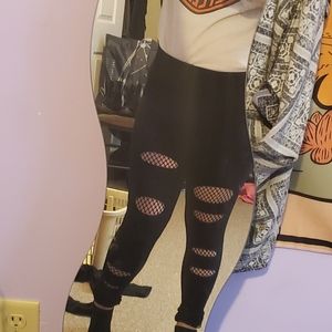 Ripped Fishnet Leggings 
